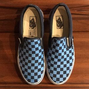 Blue/Navy Men’s Vans Checkerboard Classic Slip-On